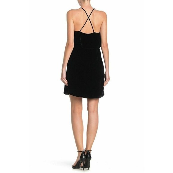 Madewell Women's Ruffle Velvet Mini Dress Size XS Black $145 - Picture 4 of 12